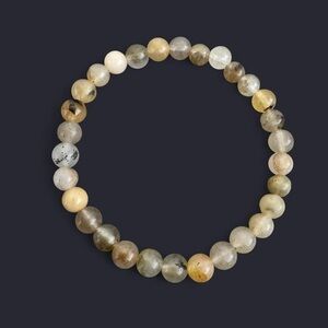 Rutalized Quartz Gemstone Bead Bracelet 6mm